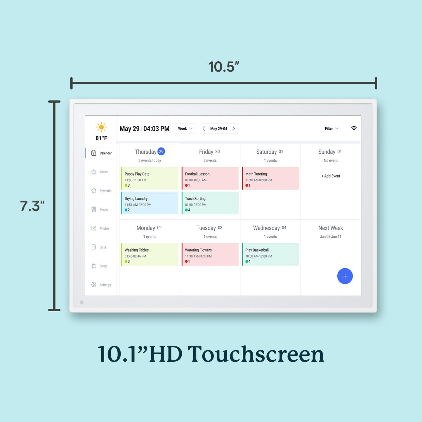 Digital Calendar, 10.1inch Smart WiFi Electronic Calendar&Chore Chart, IPS Touch Screen HD Display for Family Schedules, Share Moments Instantly from Anywhere