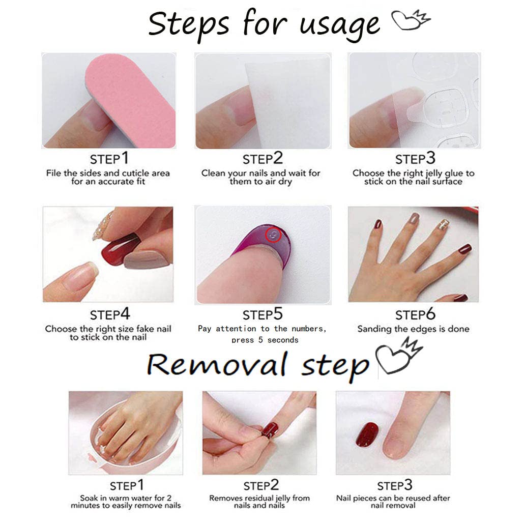 Foccna 3D Flower Fake Nails Square Pink French Press on Nails Long Bling Glossy Rhinestone False Nail Tips Artificial Nails Finger Manicure for Women and Girls 24pcs