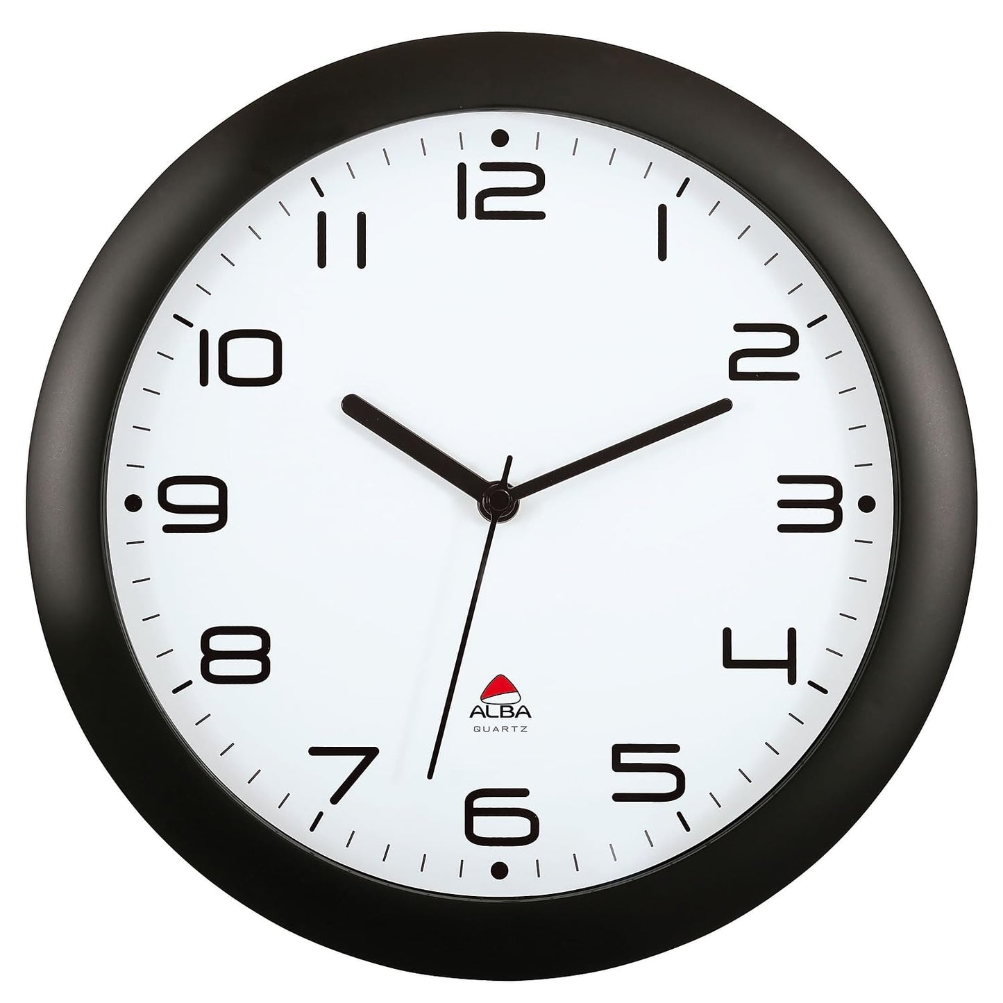 ALBA 12" Black Silent Wall Clock, Quartz Mechanism, Black (HORNEWN)