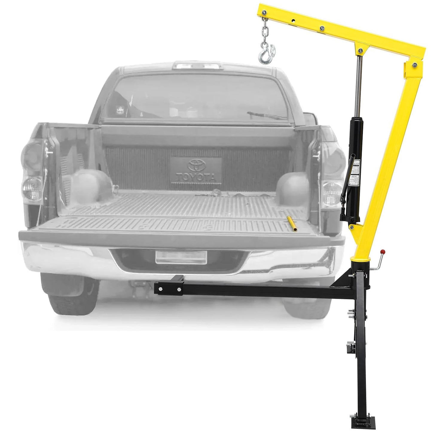 PioneerWorks 1000 LBS Pickup Truck Crane, Heavy-Duty Hydraulic Truck-Mounted Crane with 360° Swivel & 3 Adjustable Booms for Construction, Industry & Forestry