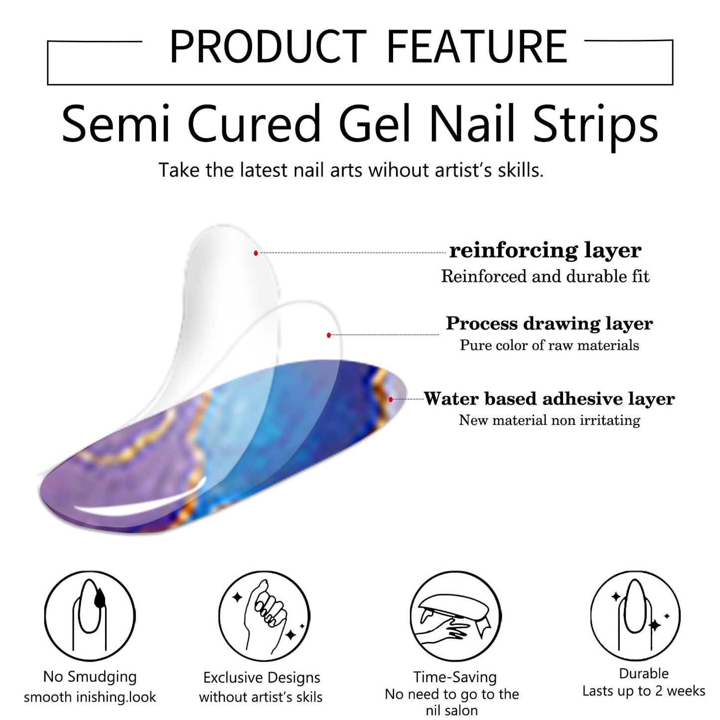 WOKOTO 2 Pack Semi Cured Gel Nail Strips, Galaxy Nebula & Chrome Burgundy 40 Pcs (10 Size) Full Nail Wraps With Nail File & Wooden Stick, UV Gel Nail Polish Stickers For Women Girls, Salon Quality