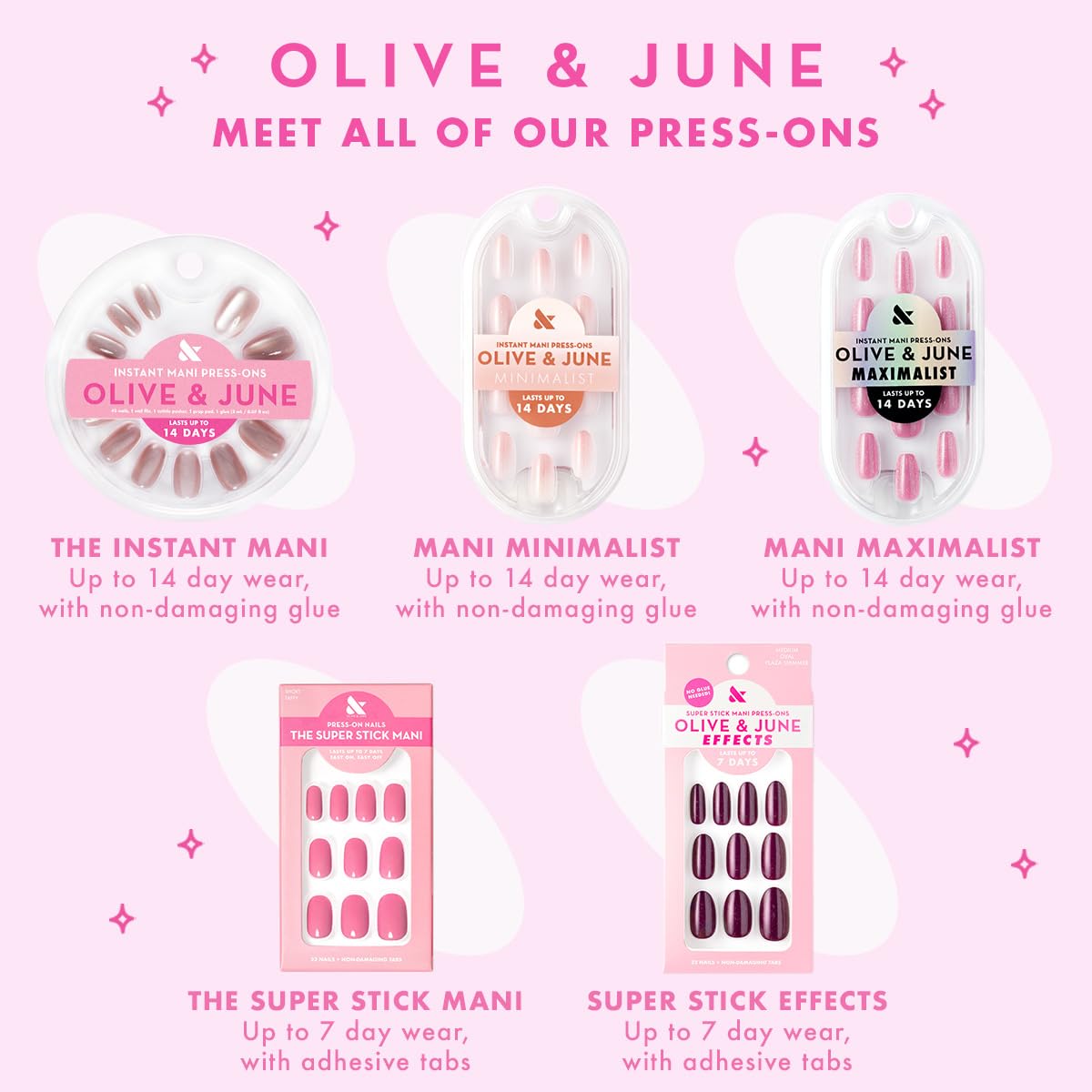 Olive & June Maximalist Instant Mani Press-On Nails (Glue) | 42 Fake Nails, 21 Sizes | Non-Toxic, Long-Lasting Big, Bold Gorgeous Realistic Look | Medium, Almond | Chrome Flower Mixed Pack