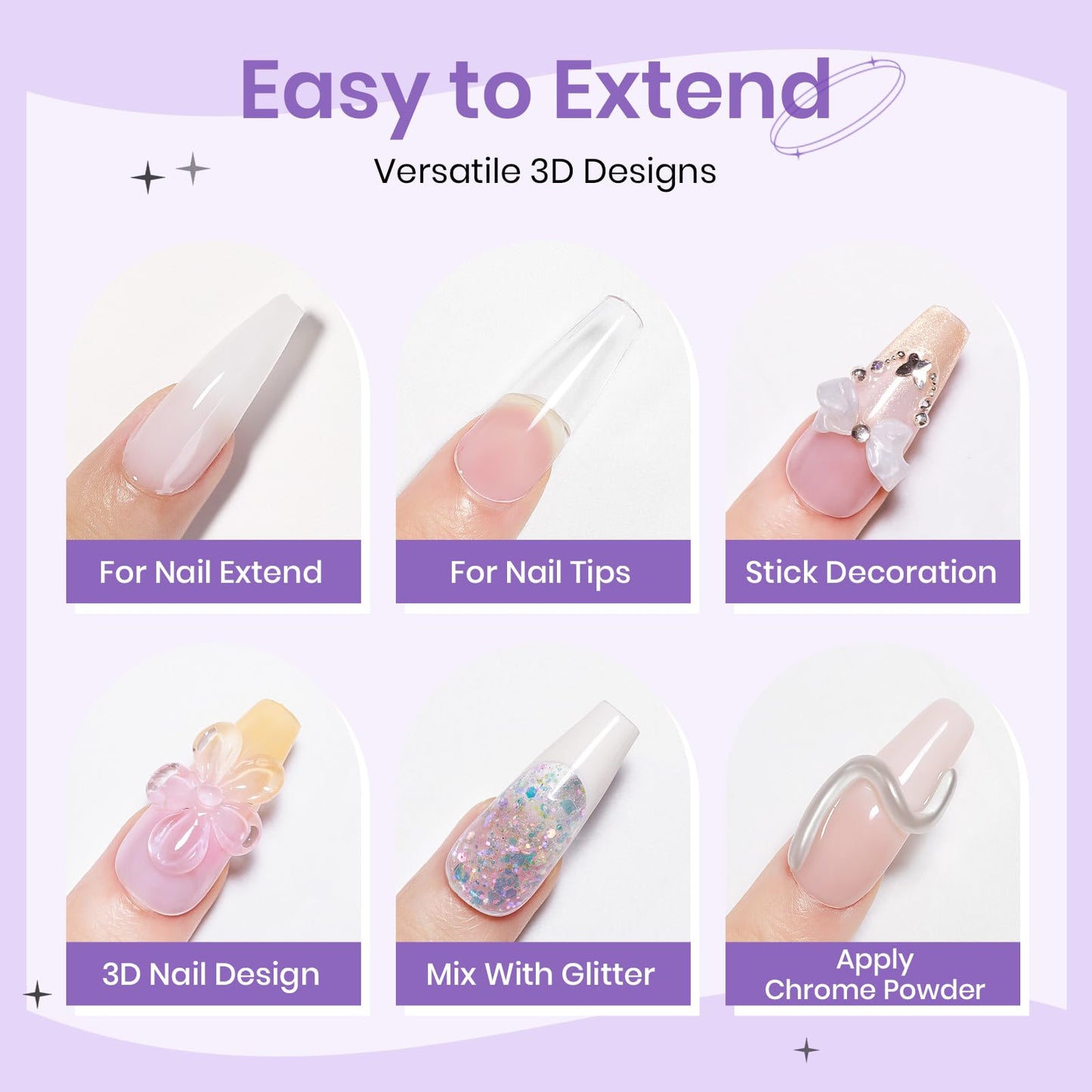 SUPWEE 3d Sculpting Gel for Nail Art Non Stick Hand Hard Gel for Nails Clear White and Pearl White Solid Builder Gels for Nails for Extension Carving Sculpting Beauty Charms for Beignner and Salon DIY