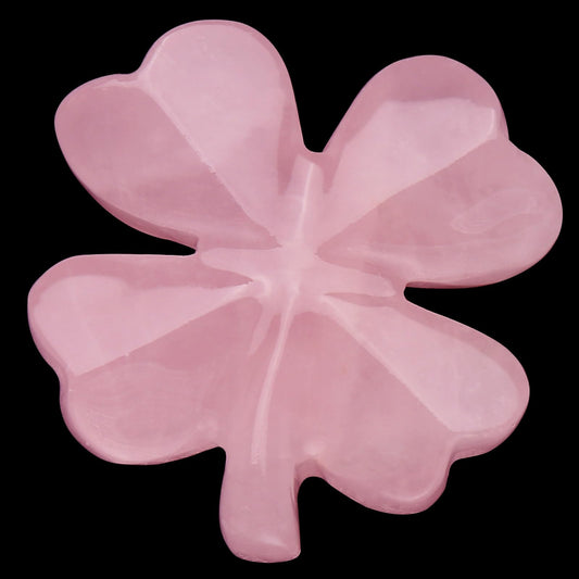 Hguxmcu Natural Rose Quartz Four Leaf Clover - Feng Shui Lucky Crystal for Love Positivity, Polished Healing Stone Decor, Birthday Gift for Her Gift for Women Men
