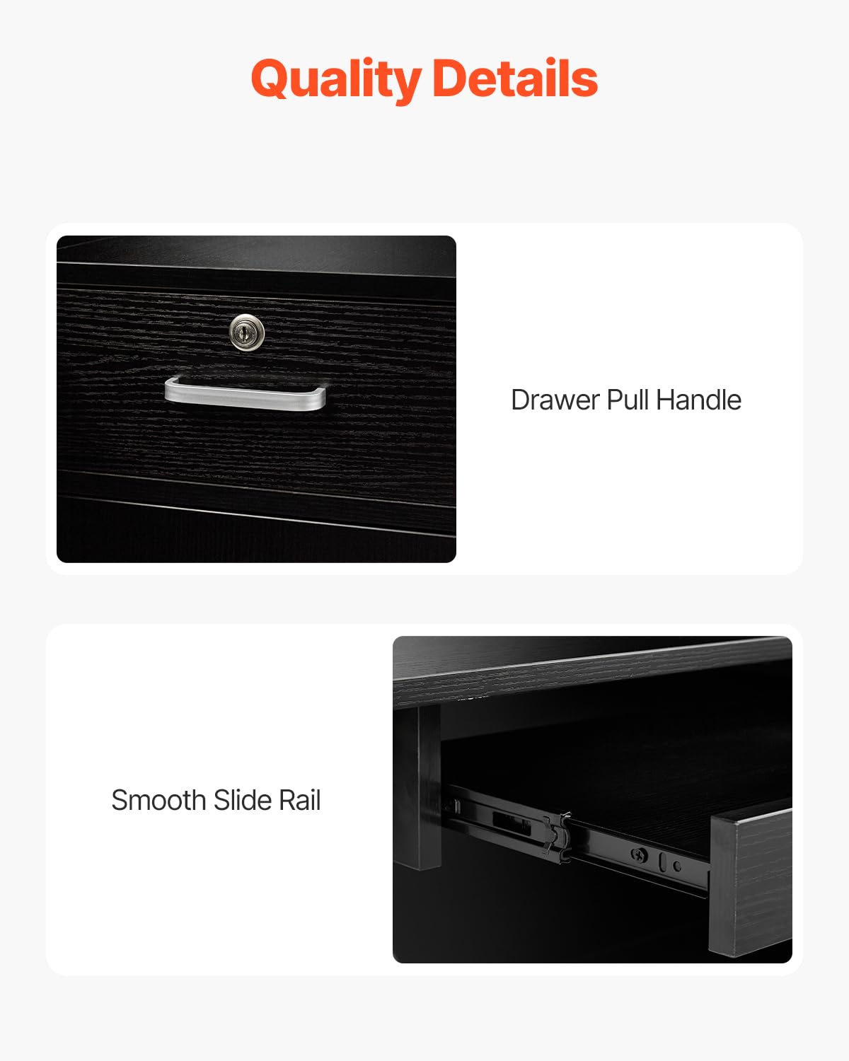 VEVOR Reception Desk, 55Inch L-Shaped Front Counter Table, Office Reception Counter with Drawer Keyboard Tray and Storage Cabinet, for Checkout, Lobby, Beauty Salon & Office, Black
