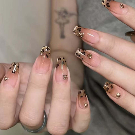 Hkanlre Medium Coffin French Press on Nails Bling Fake Nails Tips Full Cover Rhinestones False Nails for Women 24PCS