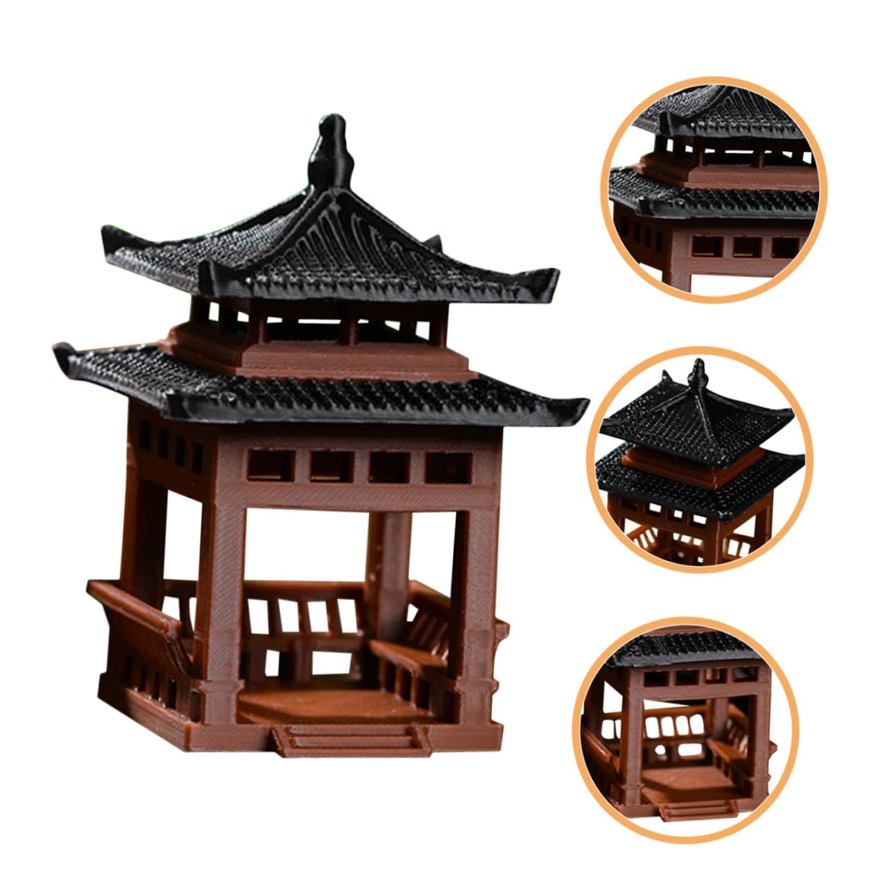 SUPVOX Mini Pavilion Statue for Garden Decor - Tiny Simulated Chinese Pavilion Model 2 Inch Decorative Pagoda Ornament for Bonsai Terrarium Aquariums and Home Desktop