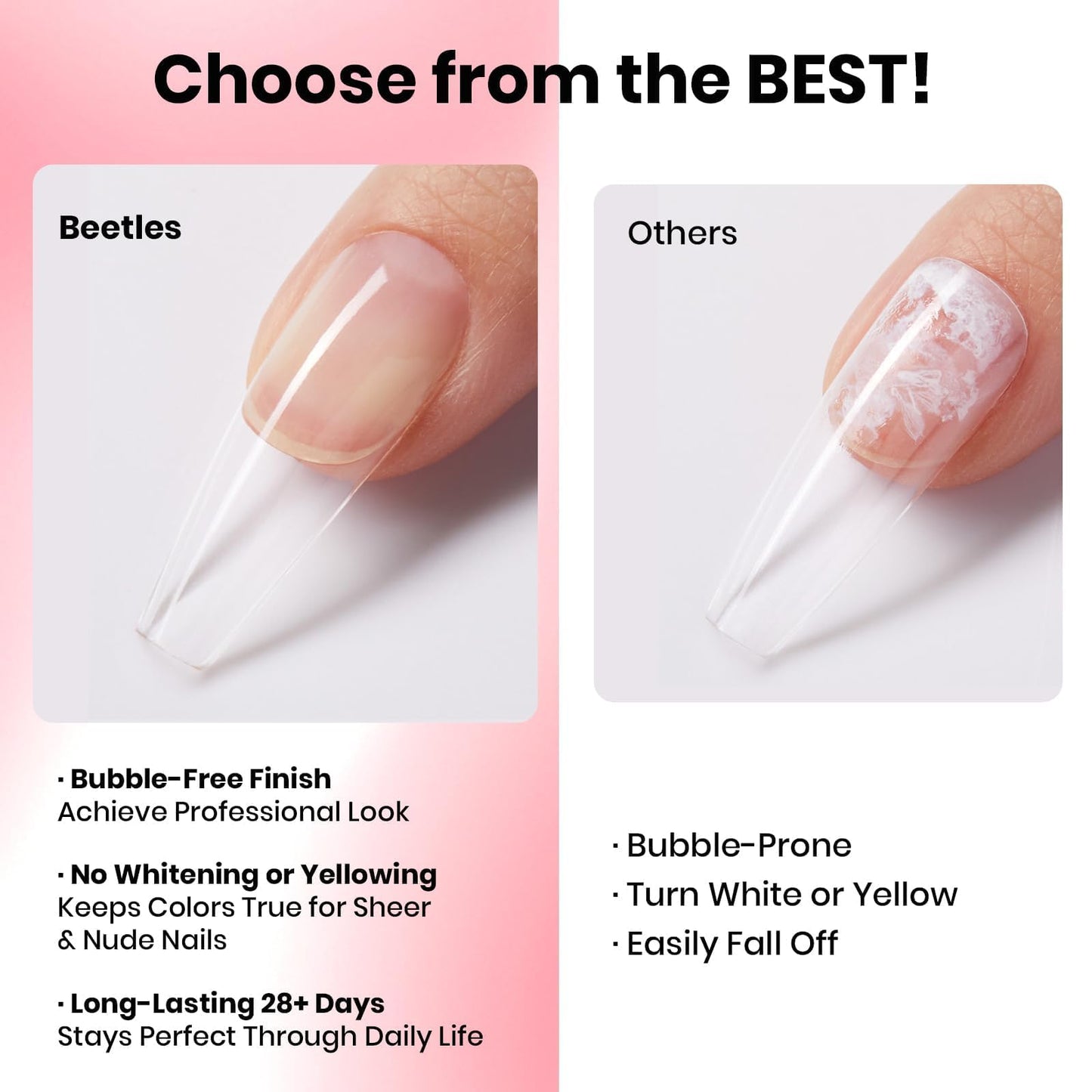 Beetles Super Strong Nail Glue for Press On Nails, Nail Tips, Acrylic Nails, 18ML Hema Free No Uv Light Needed Nail Bond Brush in Nail Glue for Press Ons, Fake Nails, Long Lasting for Beginners