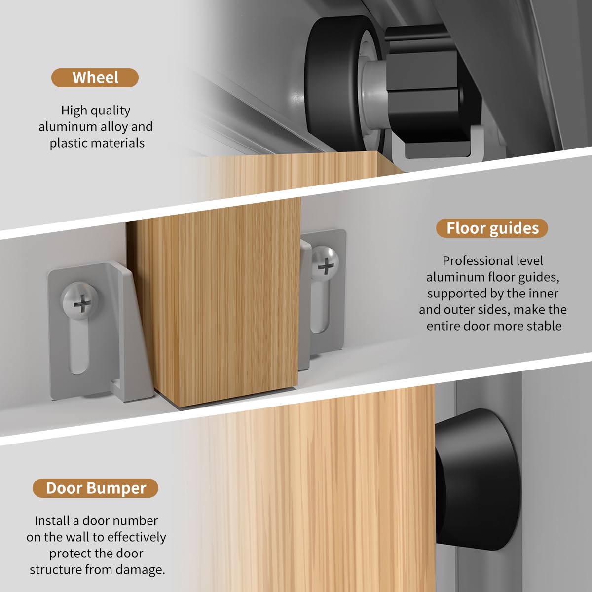 Pocket Door Hardware and Track Set, 48 Inch Sliding Door Aluminium Alloy Box Rail Hardware for Single Wooden Door,Silver