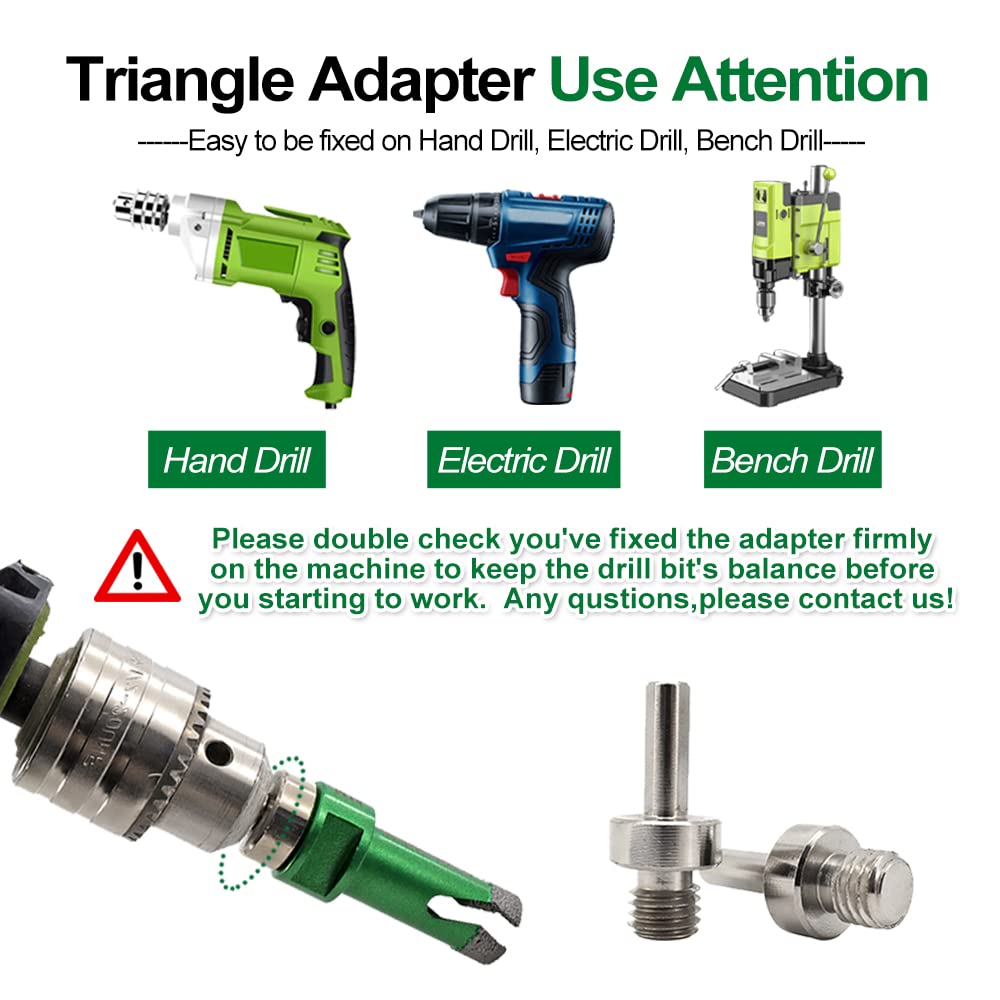 KURSTOL Diamond Core Drill Bits Kit - 11pcs 6/6/6/20/25/35/50mm+2" Beveling Chamfer Bit+3/4" Finger Milling Bit+Triangle Adapter to 5/8-11" Thread+4.5" Cutting disc for Porcelain Ceramic Tile Granite