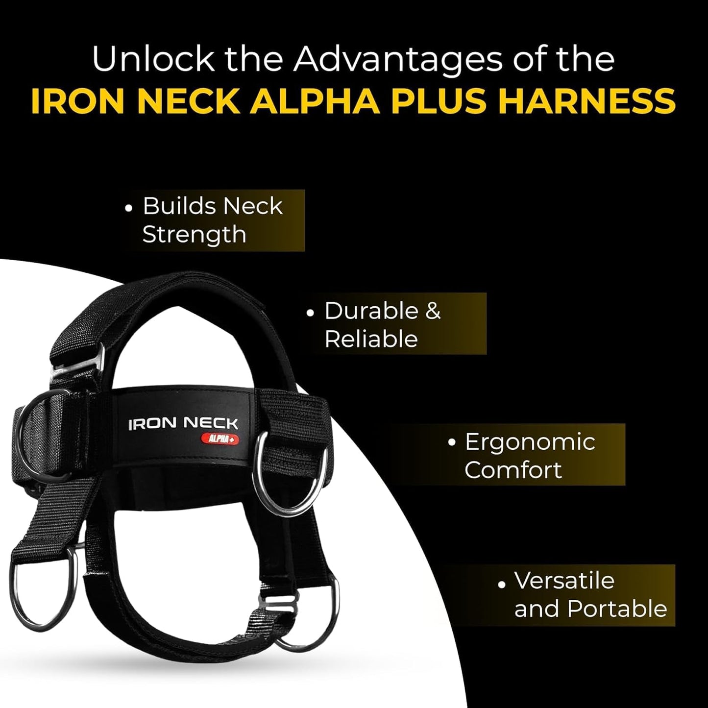 Iron Neck Neck Trainer, Exerciser, & Strengthener with Adjustable Head and Chin Strap - Portable Head Harness for Weight Lifting, Home, & Gym Use - Exercise & Workout Equipment (Rafa, Red)