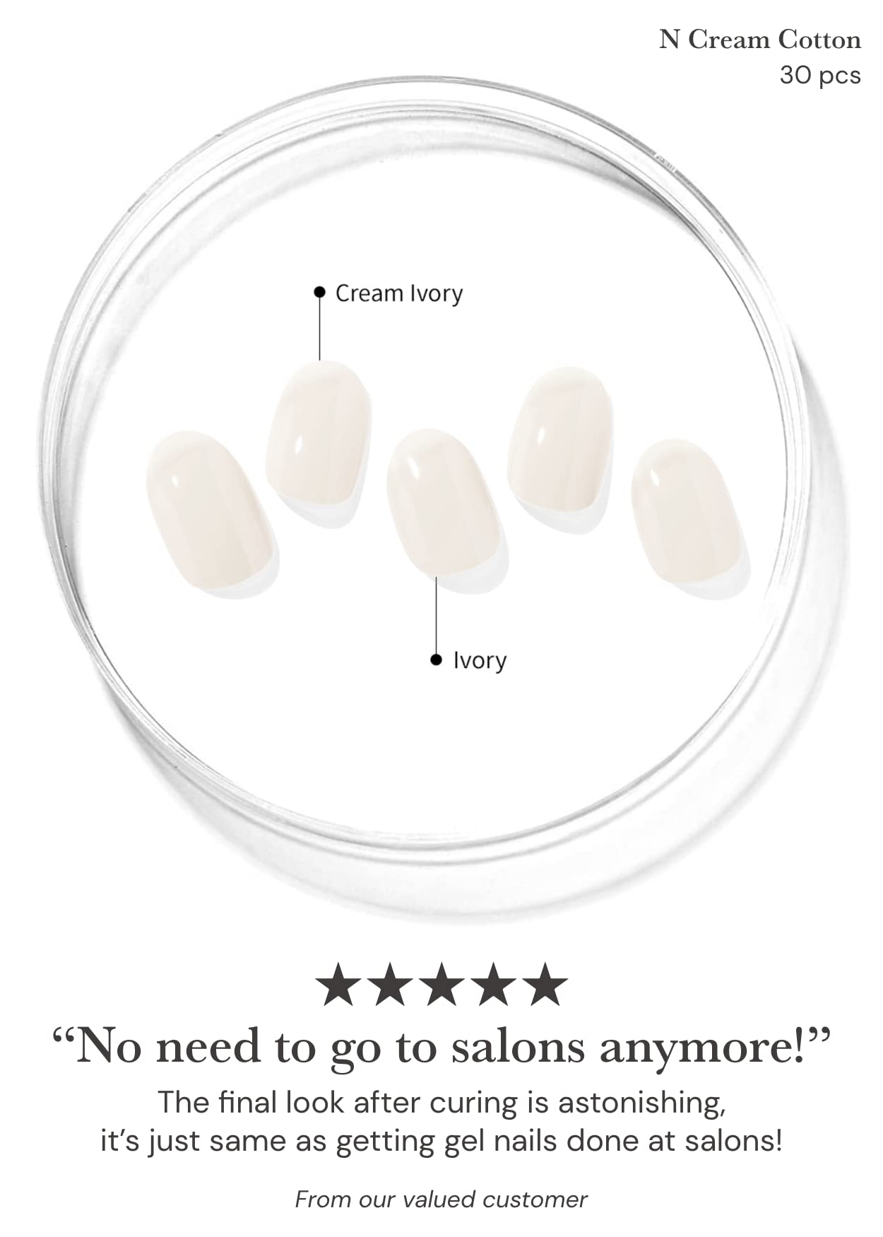 ohora Semi Cured Gel Nail Strips Set of 2(N Cream Cotton, N Cream Indigo)-Works with Any Nail Lamps, Salon-Quality, Long Lasting, Easy to Apply & Remove-Includes 2 Prep Pads, Nail File & Wooden Stick