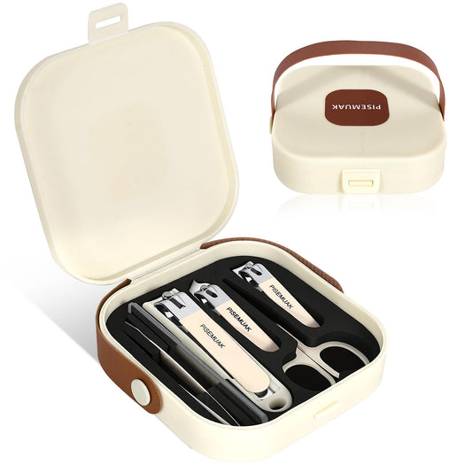 PISEMUAK Manicure Kit, Portable Nail Kit with Travel Case, Stainless Steel Nail Clipper Set for Men Women, Includes 2 Clippers, Scissors, Tweezers, File, Cuticle Pusher & Cleaner