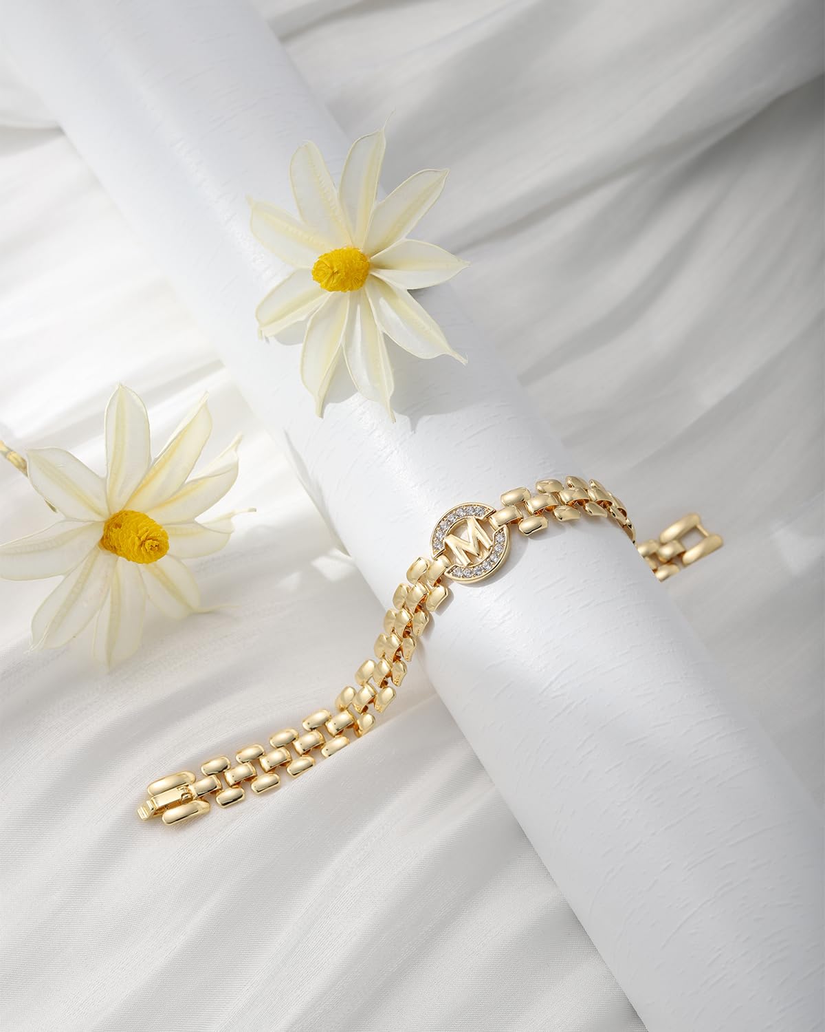 WEDDINEN Initial Bracelet,14K Gold Plated Letter Bracelets for Women, Thick Bangle Wrist Gold Alphabet Bracelet for Women, Christmas Gifts for Women Jewelry Initial E Charm Chain