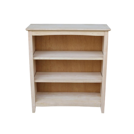 International Concepts Shaker Bookcase, 36-Inch High, Solid Parawood, Unfinished