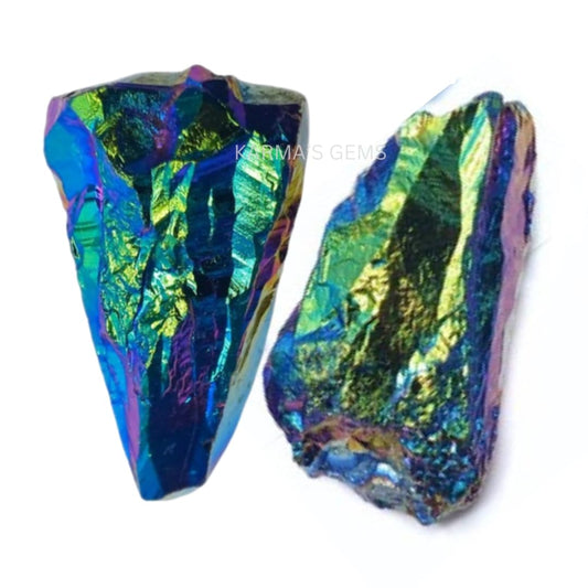 Crystals, Rocks, Jade, Crystals and Healing Stones, Witchcraft Supplies, Healing Crystals, Stones, Healing Stones, Rock Collection, Agate, Raw Stones (Titanium Aura Quartz, 2 Pcs)