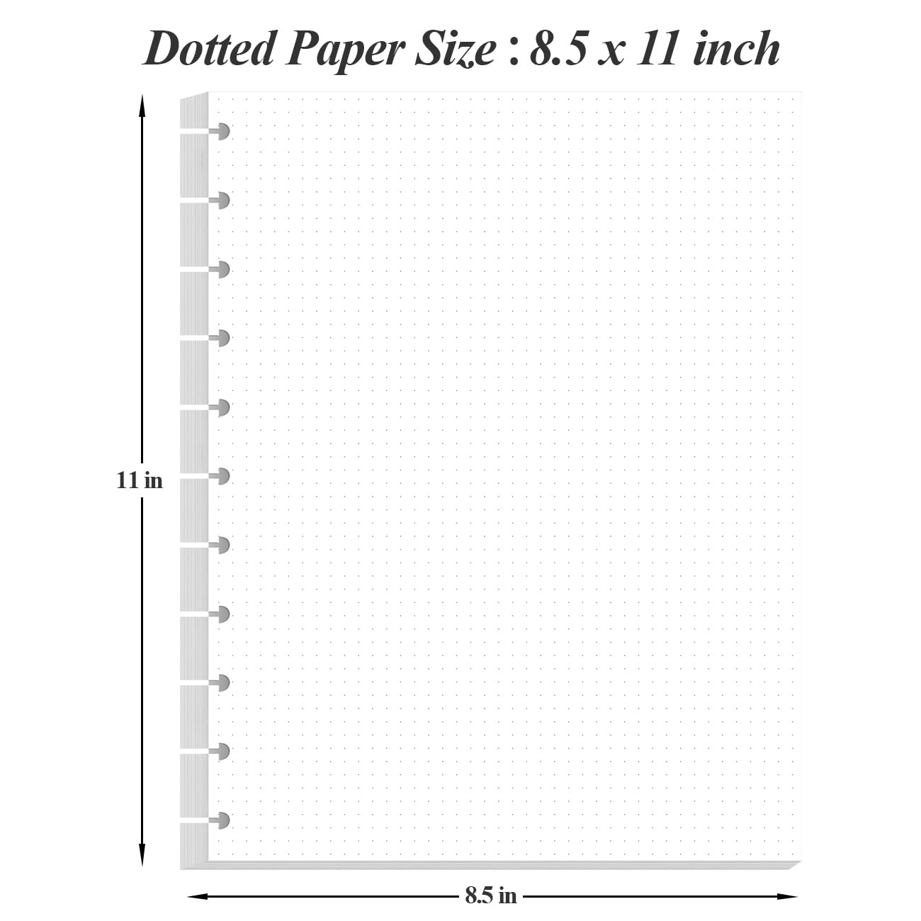 (3-Pack) A4 TUL Discbound Dotted Refills, 11-Disc Dot Grid Filler Paper, 300Sheets / 600Pages Loose-Leaf Paper, 100gsm White Paper, 8.5'' x 11''