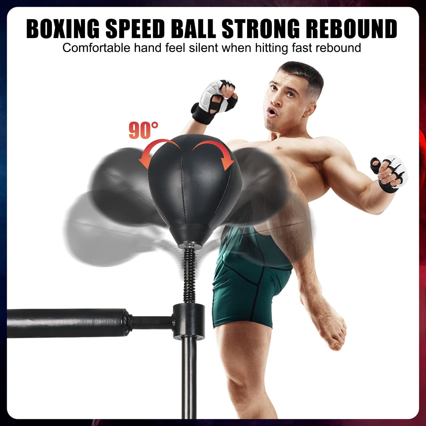 81IN Spinning Bar Boxing Speed Trainer Free Standing Punching Bag Adjustable Height Ideal for Adults and Youth Enhance Reflexes and Boxing Skills
