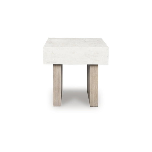 Signature Design by Ashley Jorlaina Modern End Table with Heat Resistant, Scratch Resistant and Fade Resistant Surface, Light Gray & Light Brown