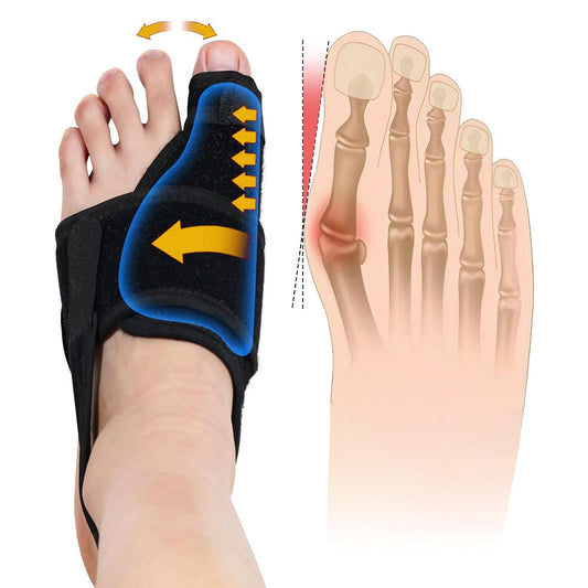 Mjajcnnae Bunion Corrector for Women & Men, Orthopedic Bunion Splint for Hallux Valgus Pain Relief, Big Toe Separator, Adjustable Day/Night Support, Comfortable Hammer Toe Straightener, left（Black）