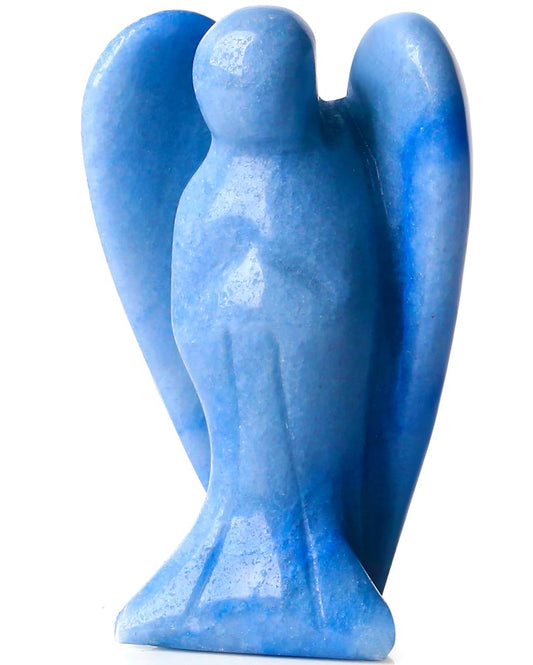 QINJIEJIE Blue Aventurine Crystals Angel Decor Peace Statue Stone Guardian Angel Healing Hand Carved Natural Gemstones Pocket Figurines Room Home Office Decorations Gifts for Women