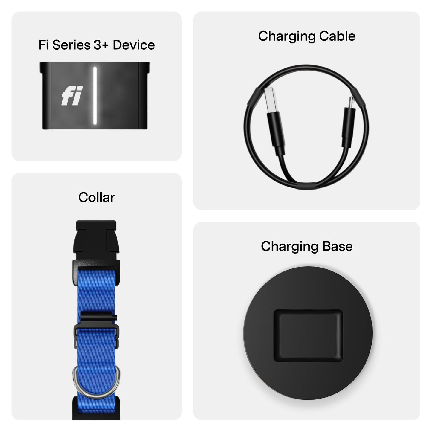 Fi New Series 3+ Smart Dog Tracker Collar [12 Month Membership Included] GPS Tracker for Dogs with Health & Behavior Monitoring, Escape Alerts, Waterproof, LED, Apple Watch Compatible (Blue, Large)