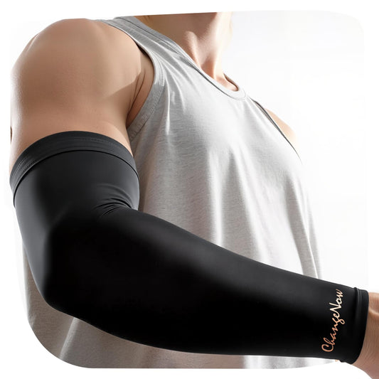 Copper-Infused Compression Arm Sleeve for Men & Women [Stronger Support & Perfect Fit] Ultra Breathable Full Arm Brace for Forearm, Bicep, Triceps - Tennis Elbow, Basketball, Arthritis, Tendonitis
