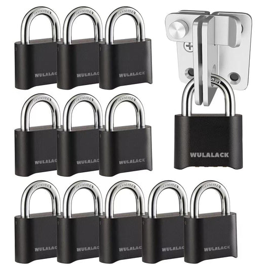 WULALACK Combination Lock Outdoor, 4 Digit Weatherproof Padlock Combination for Outdoor Sheds Fence, Gate Hasps, Storage Unit, 12 Pack…