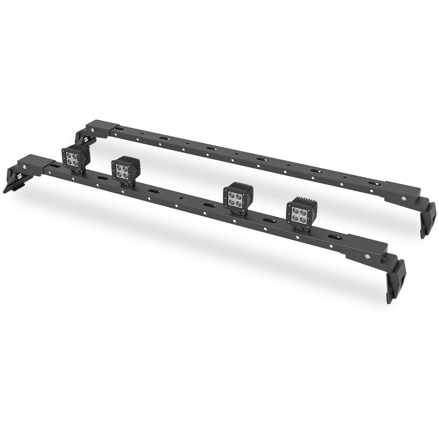 YZONA 400 LBS Roof Rack Cross Bars with 4 Pcs LED Lights Bar Compatible for 2007-2026 Jeep Wrangler JK JKU JL JLU Unlimited & Gladiator JT Hardtop, Roof Rail Crossbars Cargo Carrier Rooftop Luggage