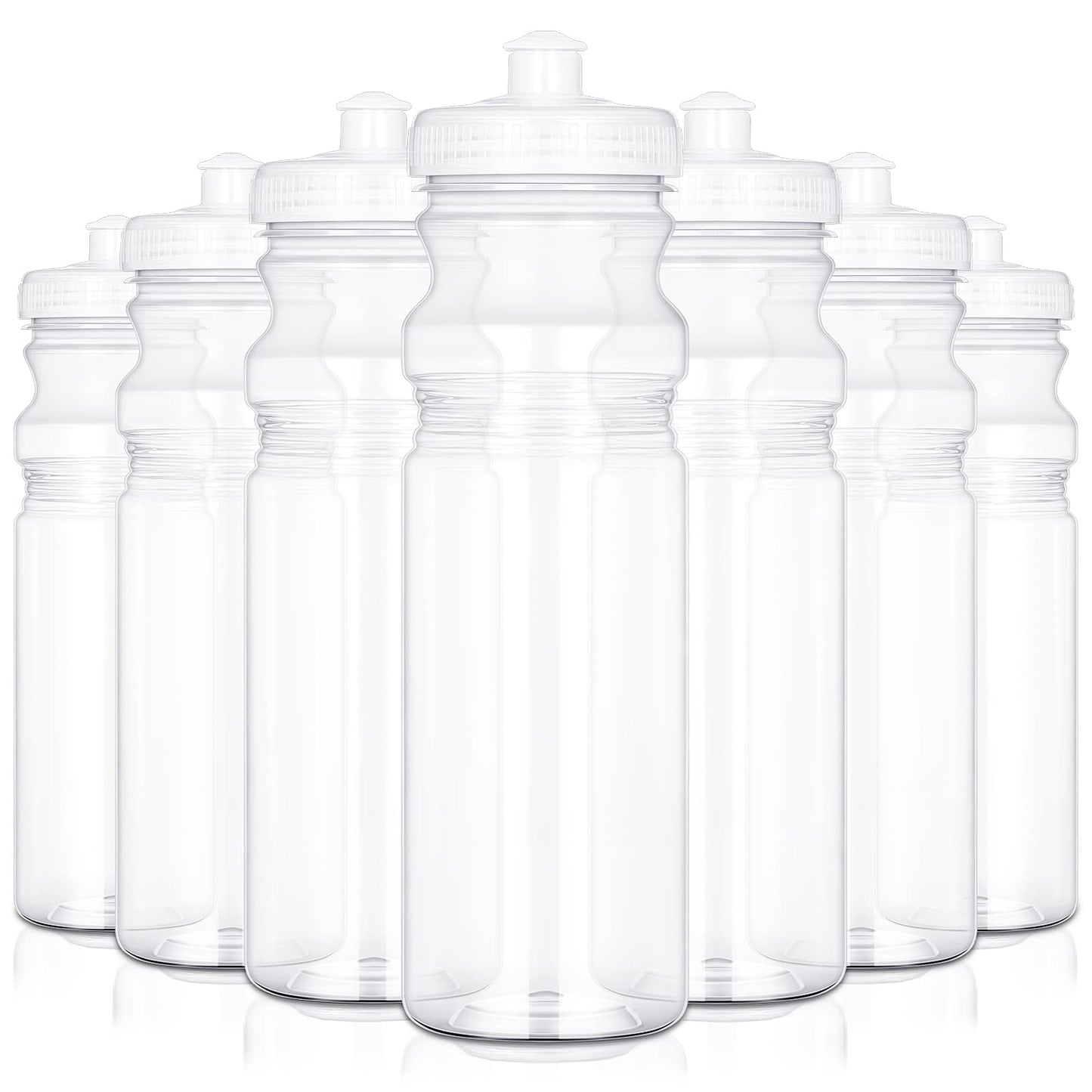 48 Pack 25 Oz Sports Water Bottles Clear Water Bottles Plastic Bulk Reusable Water Bottles, Pull Top Leakproof Drink Spout for DIY Customization Fitness Hiking Cycling Gym Workout Business Branding