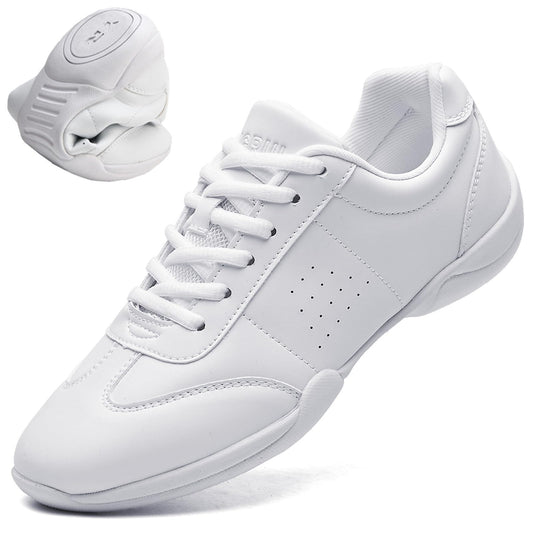 DADAWEN Adult & Youth White Cheerleading Shoe Athletic Sport Dance Shoes Training Competition Tennis Sneakers Cheer Shoes White US Size 12 M Little Kid