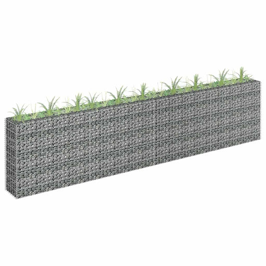 Foknhdi Galvanized Steel Raised Garden Bed 141.7x11.8x35.4 in Large Outdoor Planter Box Silver Modern Gabion Planter for Patio Yard Balcony
