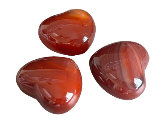 Carnelian Gemstone Hearts, Polished Carnelian Puffy Hearts, Carnelian Crystal Palm Stone, Carnelian Healing Crystal Hearts (1 Heart）