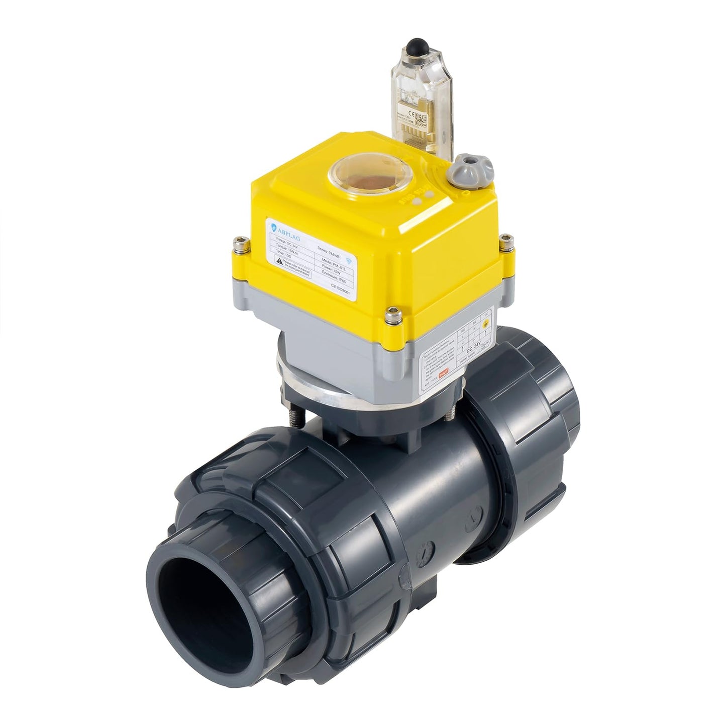 Smart electric valve 1 1/4 inch PVC joint ball valve Tuya APP smart wifi water shut-off valve DC24V AC110V-230V power adapter and power-off automatic return setting timing water valve DN32MM
