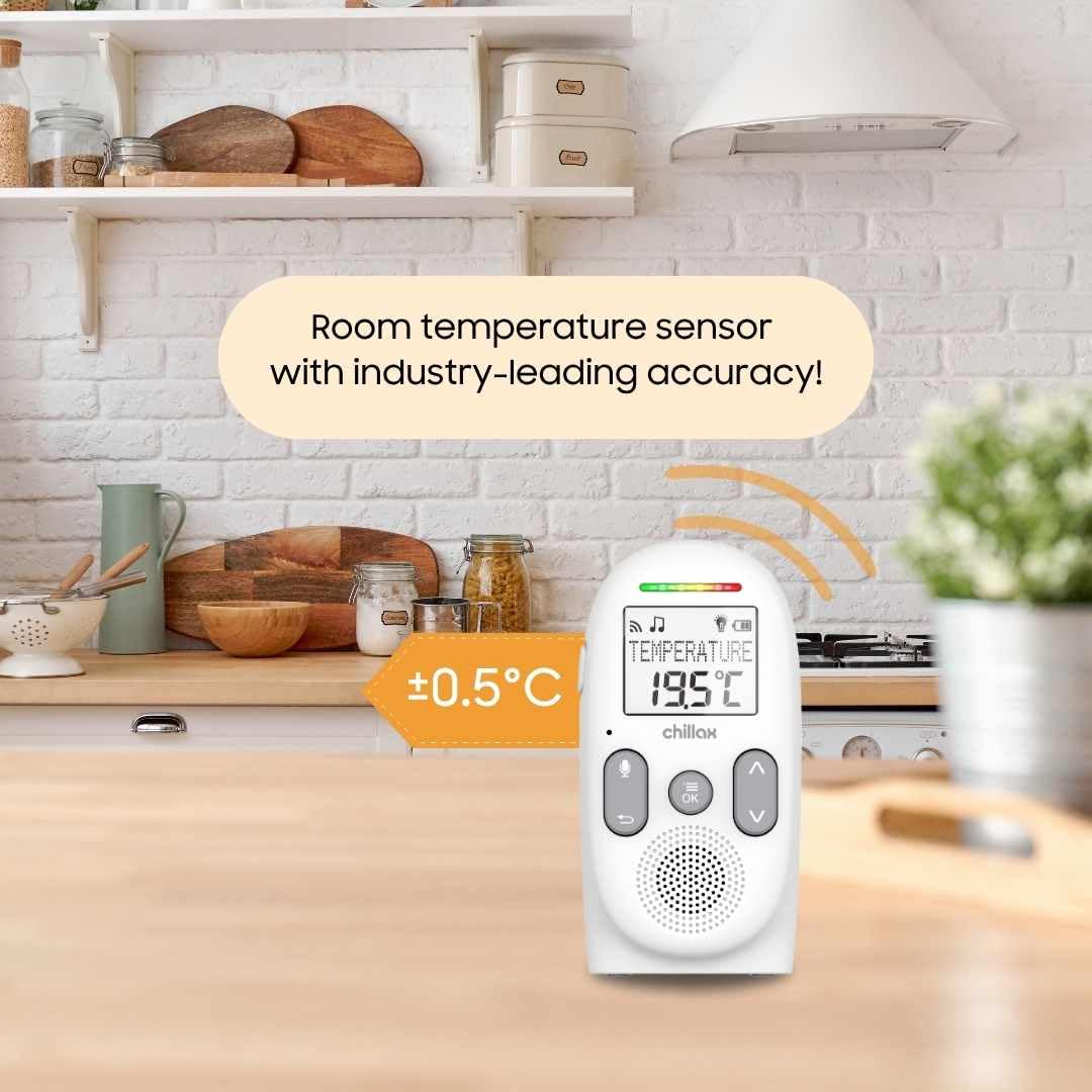 Chillax Baby 360 Digital Audio Monitor | 4-in-1 Baby Monitor with Night Light, Soothing Sound Machine, Room Temperature Sensor & Long-Range DECT 6.0 Audio | Portable & Rechargeable with Two-Way Talk