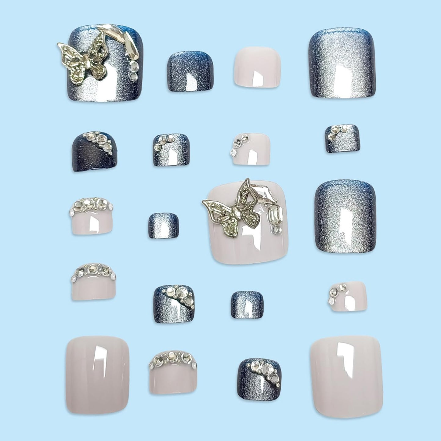 FIEONCIY Press on Toenails with Designs Acrylic Fake Nails for Toe Artificial False Nails with Charms Glue on Toe Nails for Spring Summer Stick on Toenails for Women Girls(JDP028)