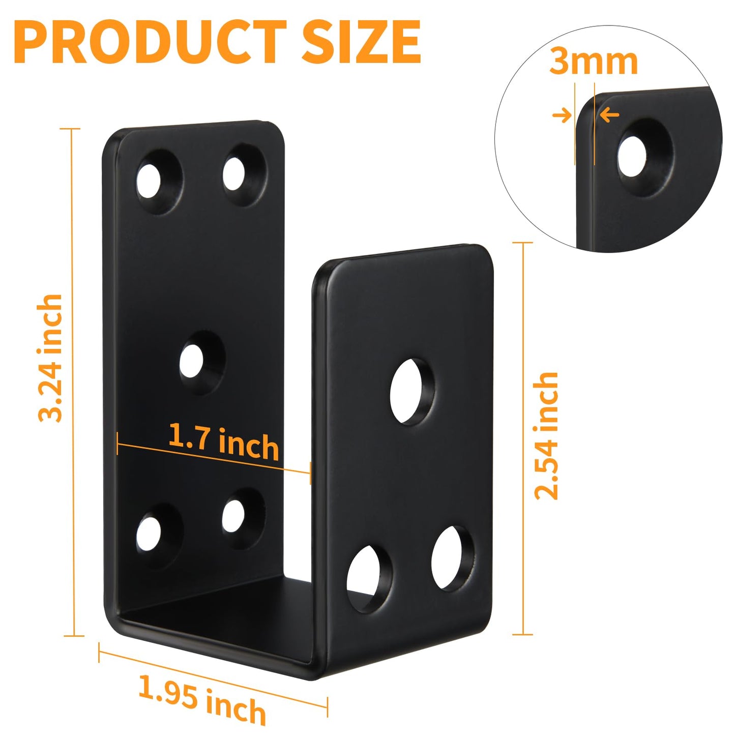 12Pack Door Barricade Brackets,Heavy Duty Door Security Bar, Open Security Bar Holder U Brackets, Fits 2 x 4 Lumber for Door Brace, Home, Garage, Barn, Shed, Gate Security, Black