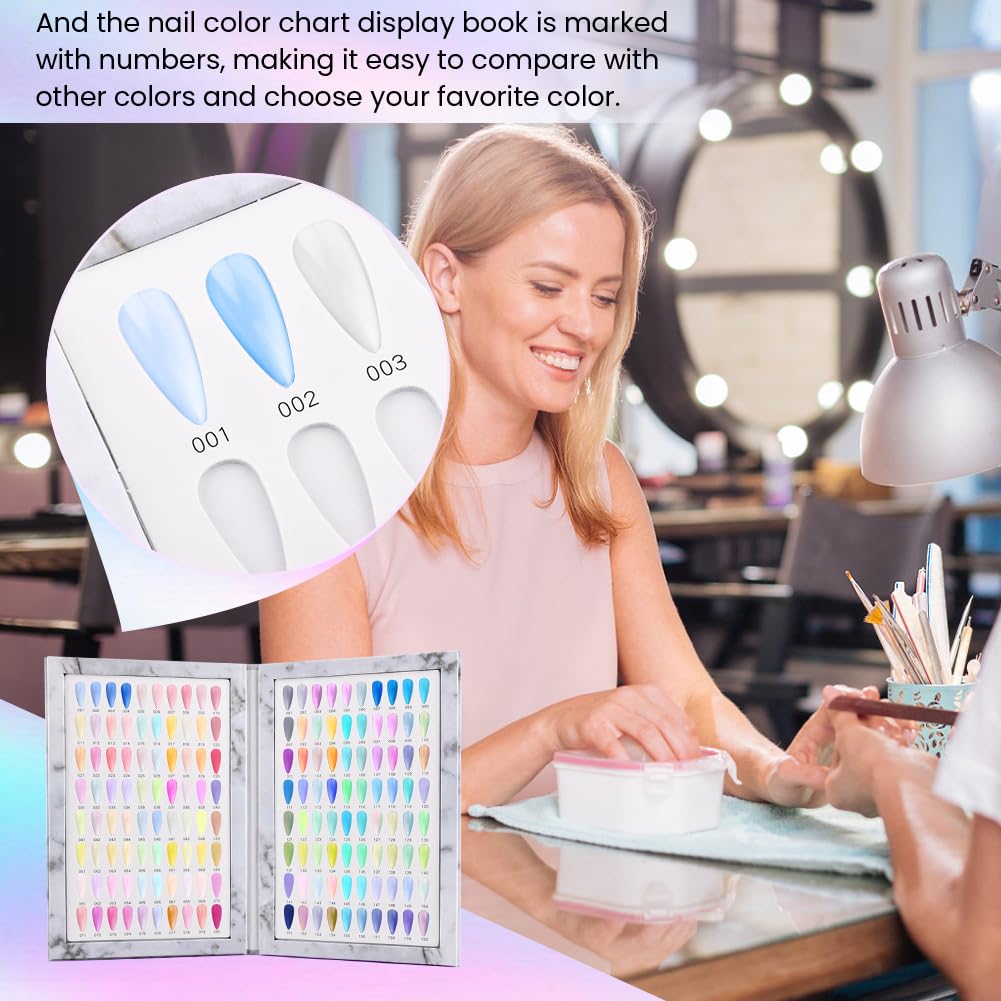 Yonderfume 160 Nail Color Book Nail Swatches Book with 240 NailTips and Number Sticker Labels, Professional Nails Color Swatches Plastic Nails Sample Display