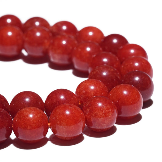 10mm Natural Red Coral Gemstone Beads Polished Round Smooth Stone Beads for Bracelets Jewelry Making 15inch Loose Beads