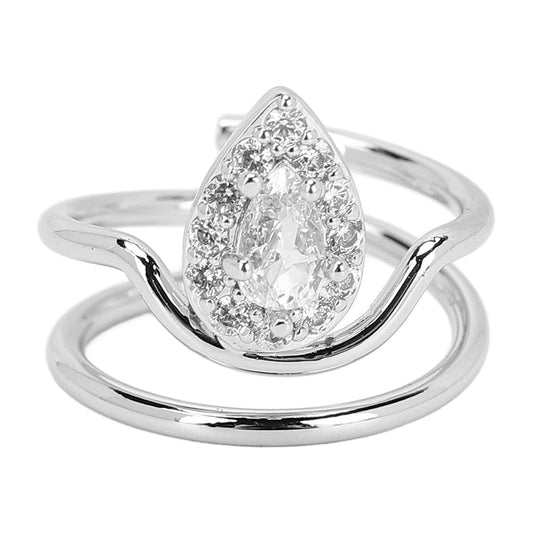 Rhinestone Nail Rings - Fingertip Jewelry for Nail Art Decoration - Valentine's Day Gift for Women (Platinum)