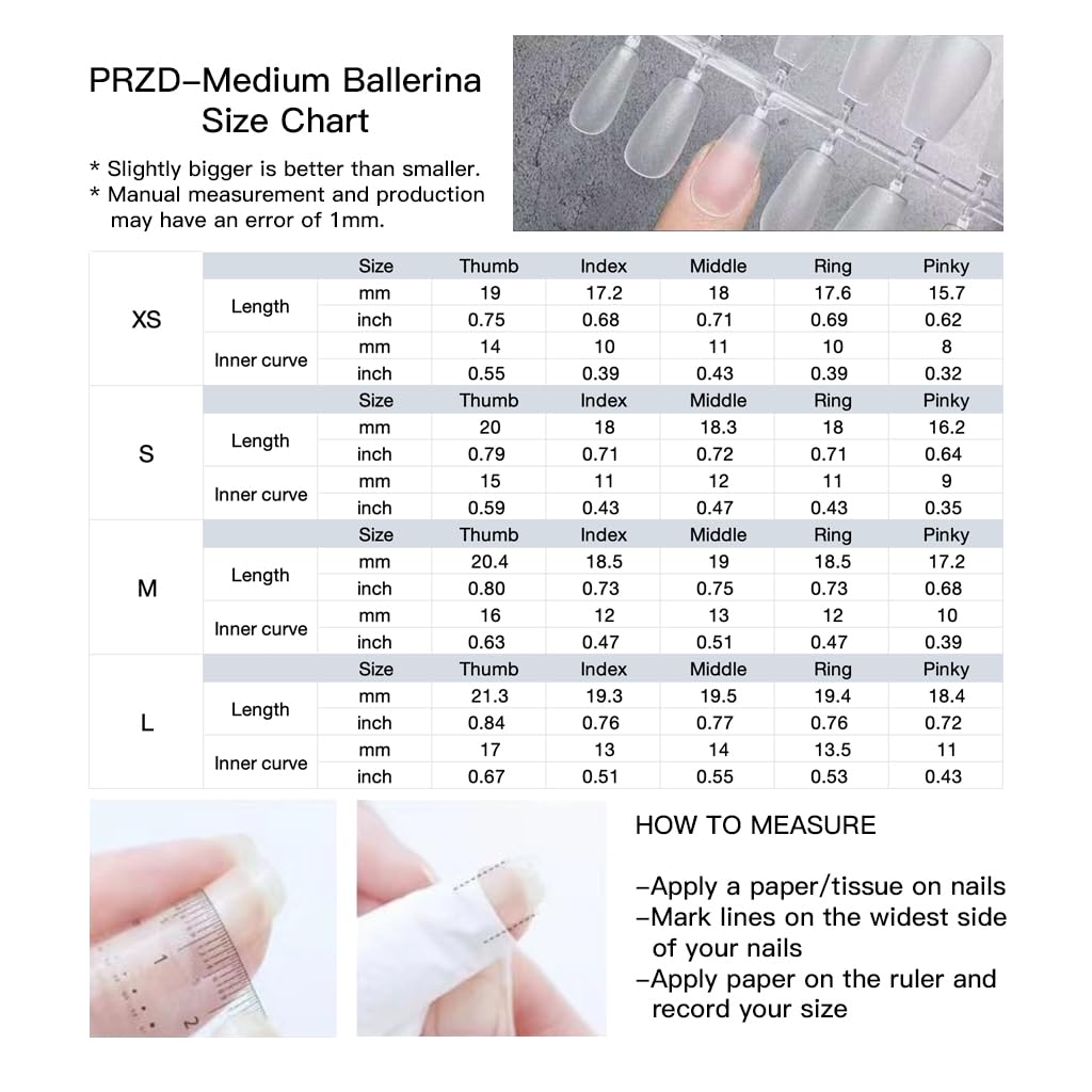[GLORS] Purly Handmade Medium Ballerina Press on Nails | Mist Forest - Gradient High-end Elegant Wearable Fake False Nails, 10 Pieces (Medium, MB)