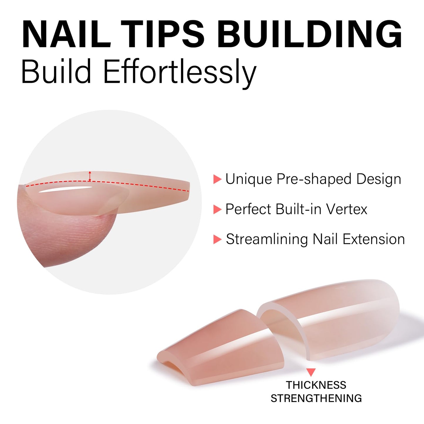 AILLSA RealFit Nude Tone Mixed Color Press On Nails 4 in 1 Pre-Shaped Nail Tips Medium Coffin Full Cover Fake Nails Extension Natural Gel Tips Easy to Apply For Nail Art DIY 140 PCS