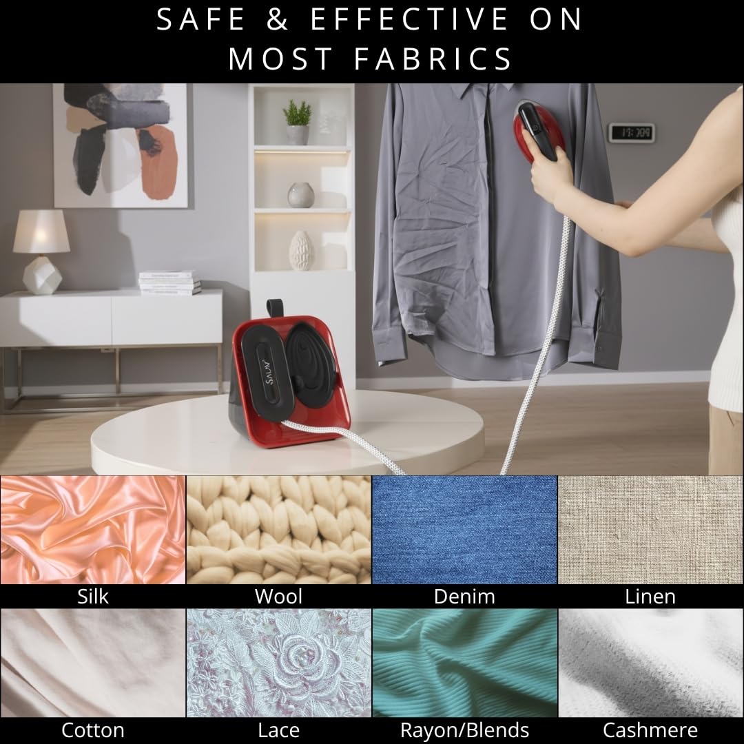 SALAV DuoPress Smart Deluxe Steam Station – 2-in-1 Handheld Garment Steamer & Iron with 6ft Steam Hose, 7 Steam Levels, Digital Display, 1.1L Tank, Steam Burst, Auto-Off Safety, For Home & Upholstery