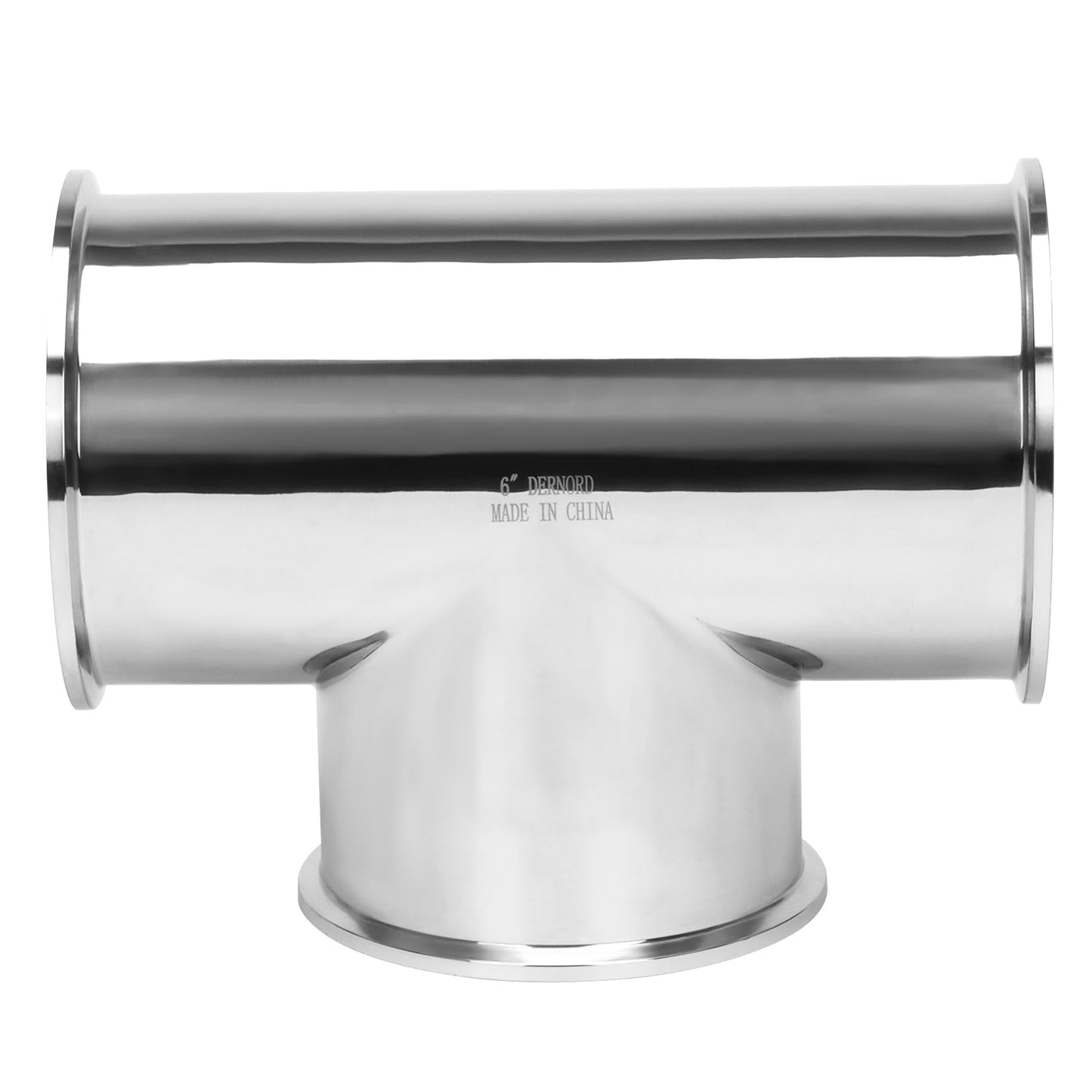 DERNORD Clamp Tee 3 Way Stainless Steel 304 Sanitary Fitting Fits 6" Ferrule Tri-clamp (Pipe OD 152mm)