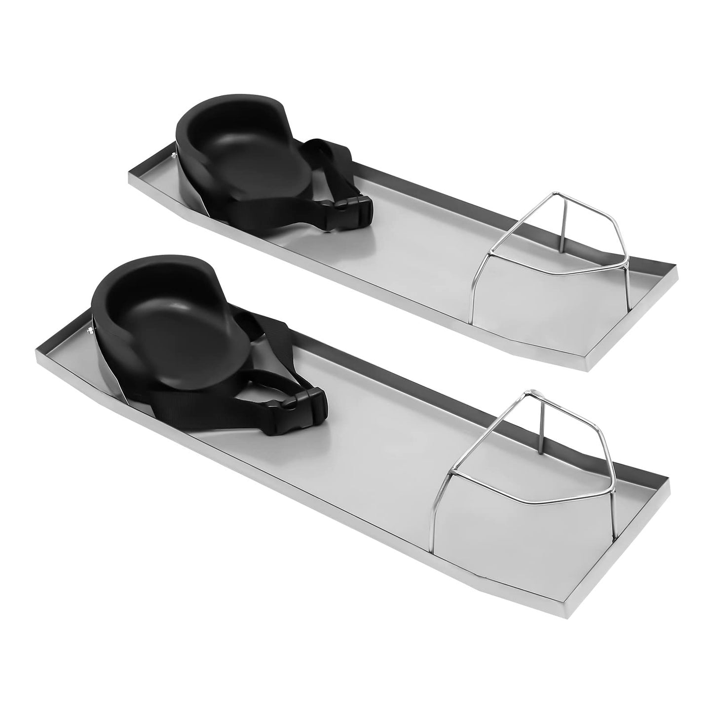 GEYOPMID Concrete Kneeboards, 2 PC 30X8X4 Inch Stainless Steel Concrete Knee Boards Concrete Sliders Kneeboard Knee Boards with Knee Pads & Board Straps for Concrete Work