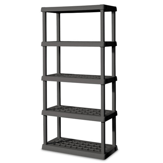 Sterilite 4-Pack 5 Shelf Unit, Heavy-Duty Shelving Storage Rack for Home and Garage, Gray - Multipurpose Plastic Organizer Shelves for Smart Organization