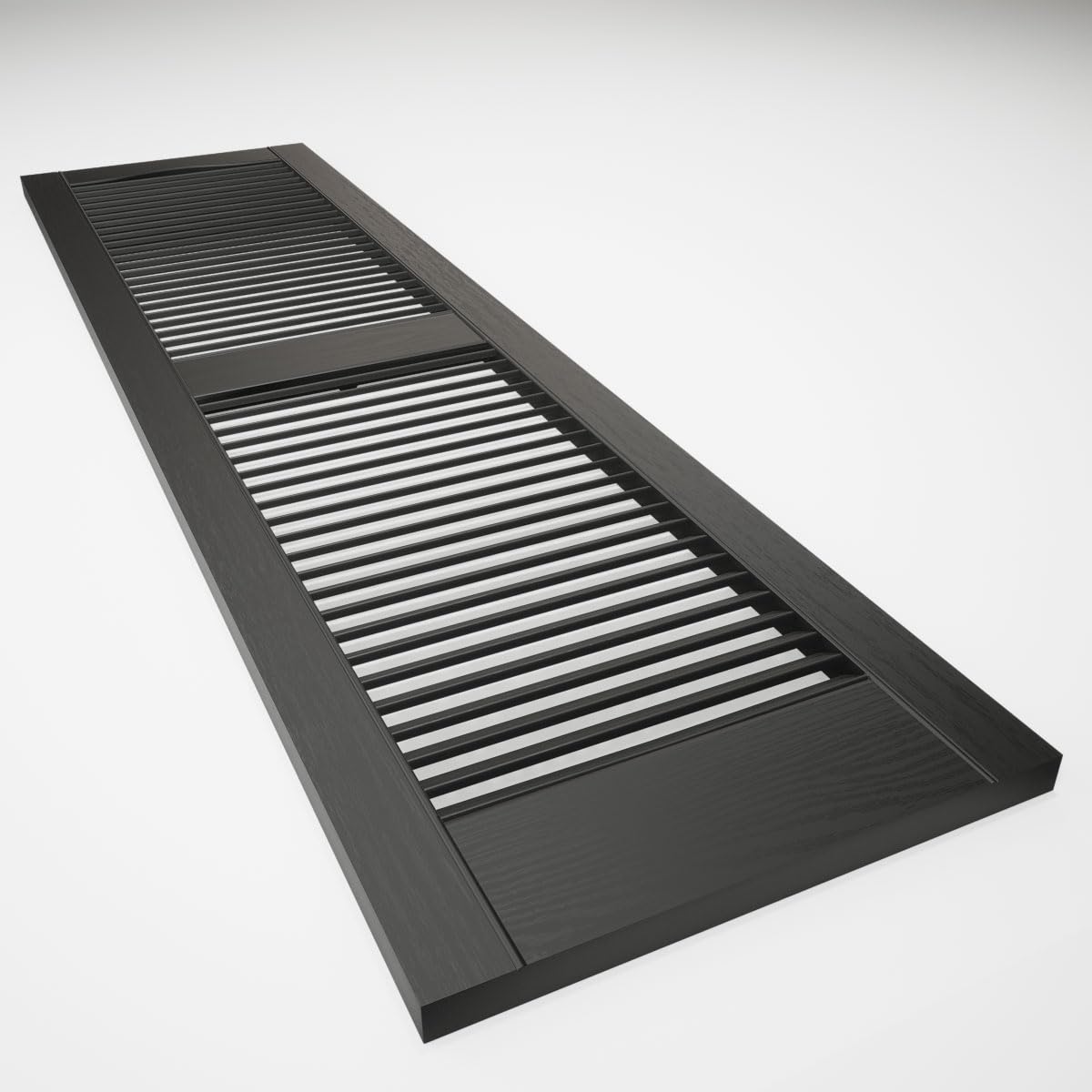 Ekena Millwork Lifetime Vinyl LL1S14X06400BL Standard Cathedral Top Center Mullion, Open Louver Vinyl Shutters, w/Installation Shutter-Lok's & Matching Screws (Per Pair), 14 1/2"W x 64"H, Black