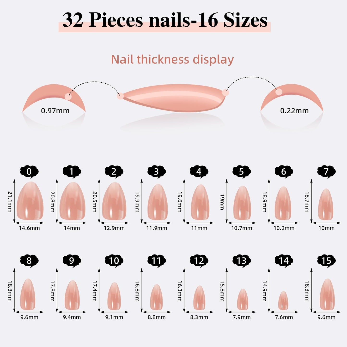 Sifvoo Red Press On Nails Short Almond, Glossy Reusable Press On Nails for Women, 32 Count 16 Sizes Nail Kit with Glue (SV-03)