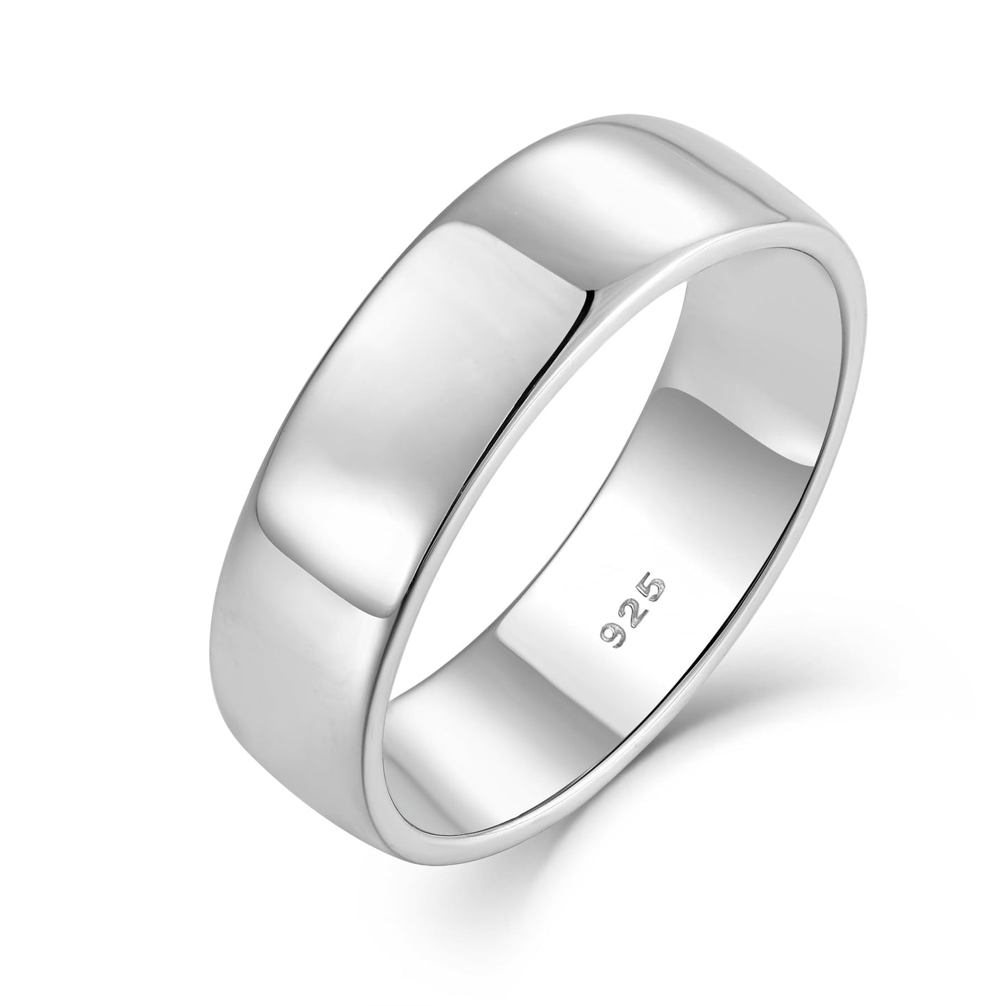 STARCHENIE Solid 925 Sterling Silver 6mm Wedding Band Ring, Comfort Fit High Polish, for Men and Women (Size 8)
