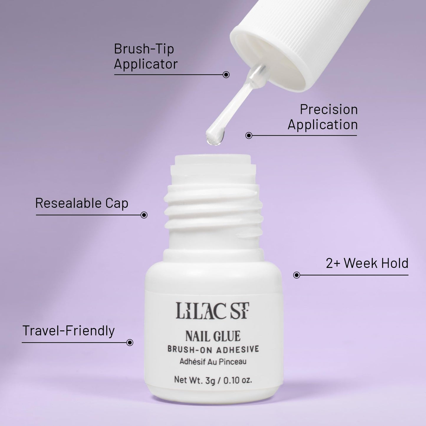 Lilac St - Press on Nails, In Amber (30 Nails, 15 Sizes) - Medium, Almond, Glossy, Semi-Opaque - Brush On Nail Glue, Nail File, Cuticle Stick, Prep Pad - Cruelty Free, Vegan, Women Founded